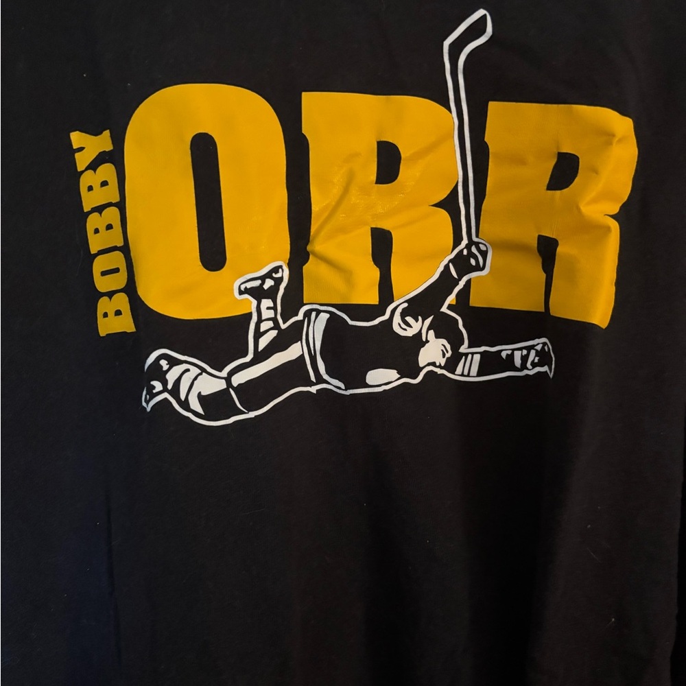 Bobby Orr Glassbangers Blue and Yellow Graphic T-Shirt Sixe XL